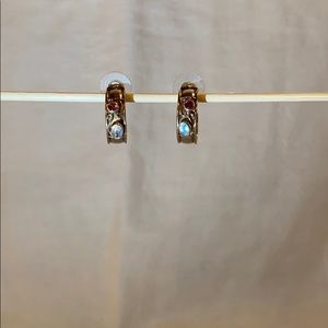 Sterling Hoop Earrings w/ Semi-precious Stones